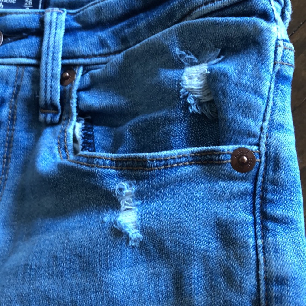 Abercrombie & Fitch Curve Love The Skinny High Rise Jeans Raw Hem Size 26 - Picture 5 of 15
